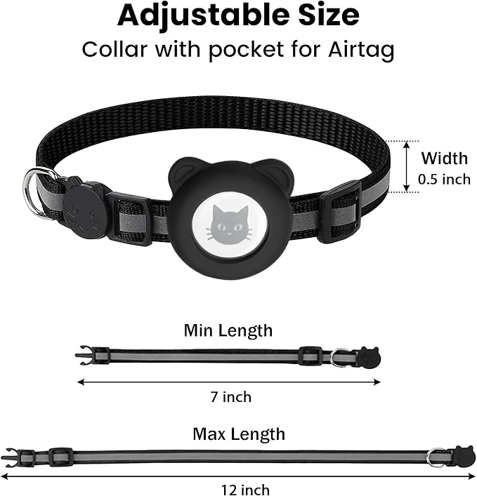 Cat Collar with AirTag Holders, Reflective Breakaway Safety Collars, Bells and - Image 4