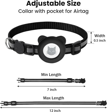 Cat Collar with AirTag Holders, Reflective Breakaway Safety Collars, Bells and - Image 4