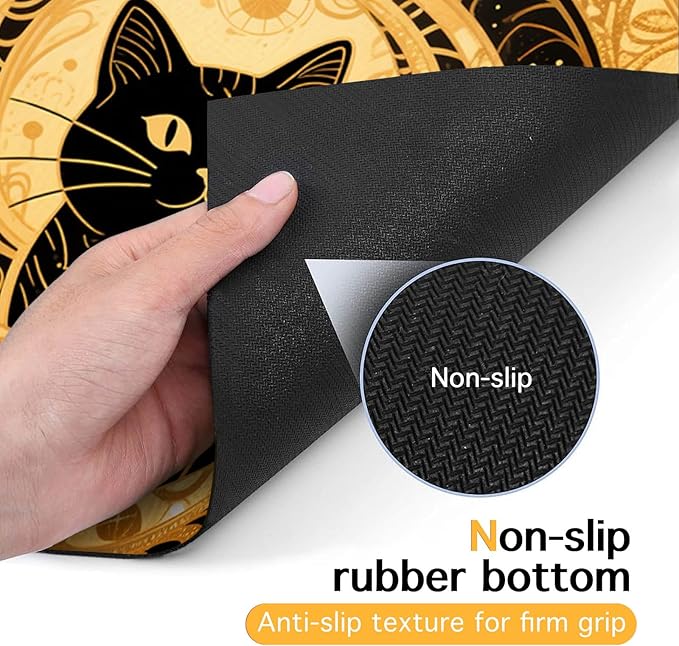 Cat Feedings Mats 20x12 inch Golden Cat Print Pet Bowl Placemat Non Slip Mat - Image 7