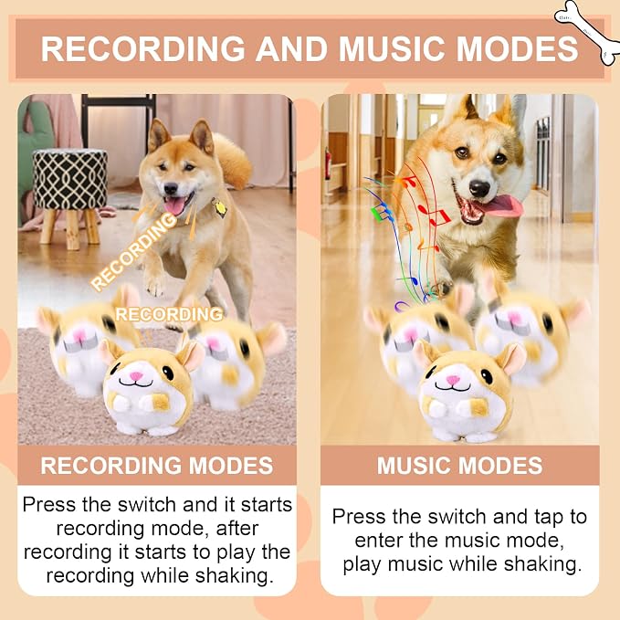 BABORUI Interactive Dog Toys Hamster, Jumping Squeaky Dog Toys - Image 3