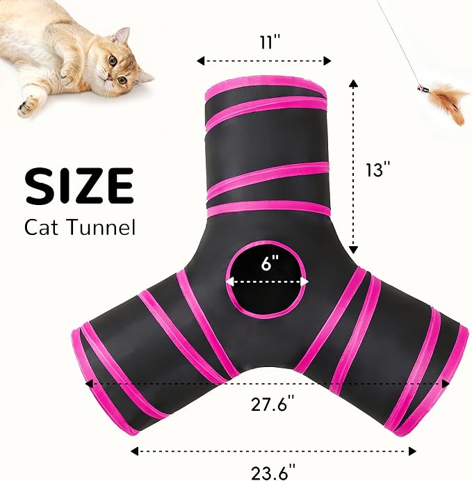 Tempcore Pet Tube Toys 3 Way Collapsible, Cat Tunnels - Image 5