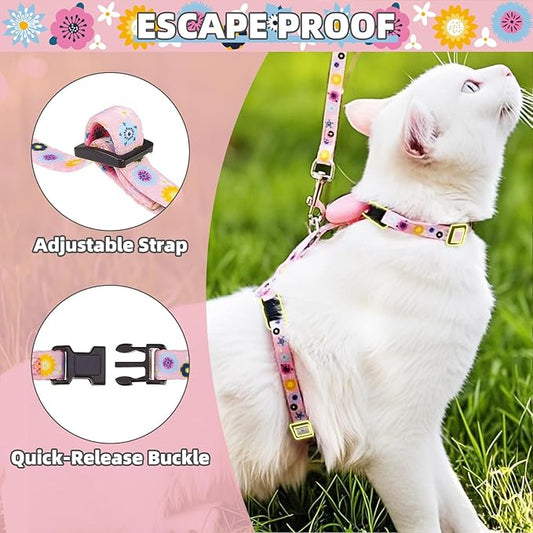 PUPTECK Adjustable Cat Harness and Leash Set Escape Proof Kitten Strap Collar - Image 2