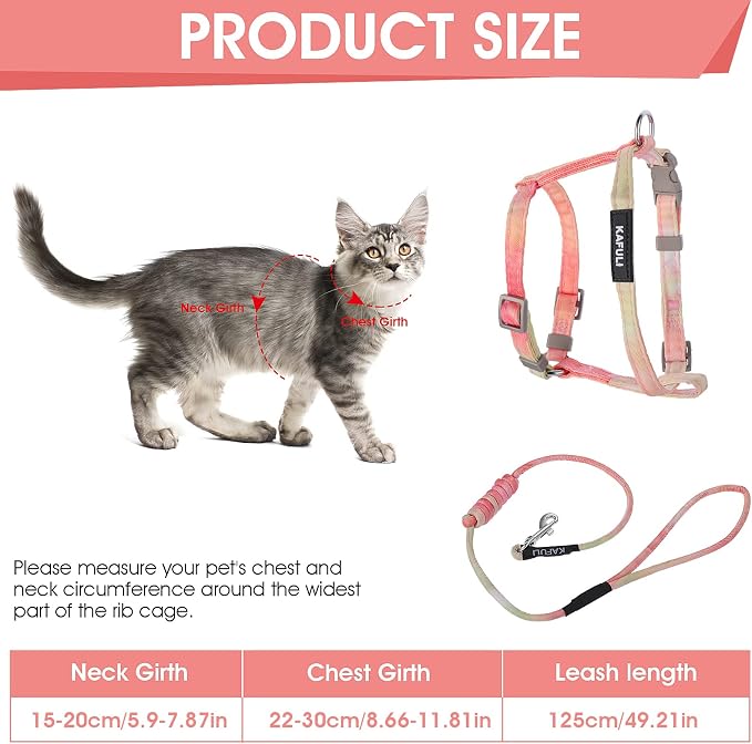 TIESOME Cat Harness and Leash Set, Adjustable Gradient Kitten Harness Escape - Image 2