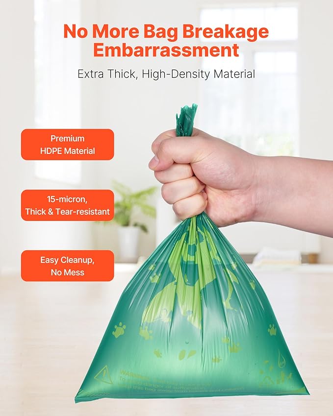 VEVOR Dog Poop Bags, Sturdy & Thick Pet Waste Bags, Biodegradable HDPE Waste - Image 4