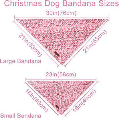 Valentine Triangle Pink Heart Bandana, Cotton Kerchief - Image 4