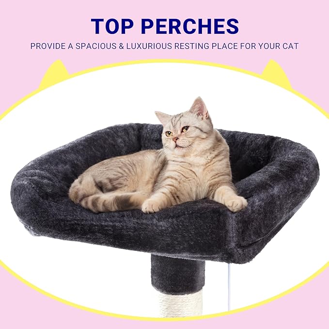 Allewie 73in Fan-Shaped Space-Saving Corner Cat Tower/Multi-Level Tall Cat Tree - Image 4