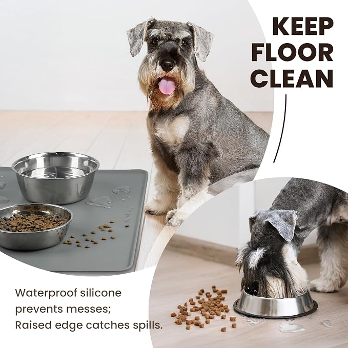 VIVAGLORY Dog Food Mat Flexmat Dog Bowl Mat, Placemat Food Tray - Image 2