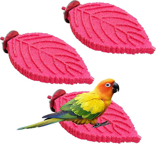 3 Pcs Bird Perch Resin Bird Beak Grinding Stone Leaf Shape Perch Stand Foot by Apatal