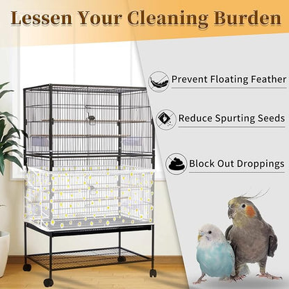 Daoeny Large Bird Cage Cover, Bird Cage Seed Catcher, Adjustable Soft Nylon - Image 2