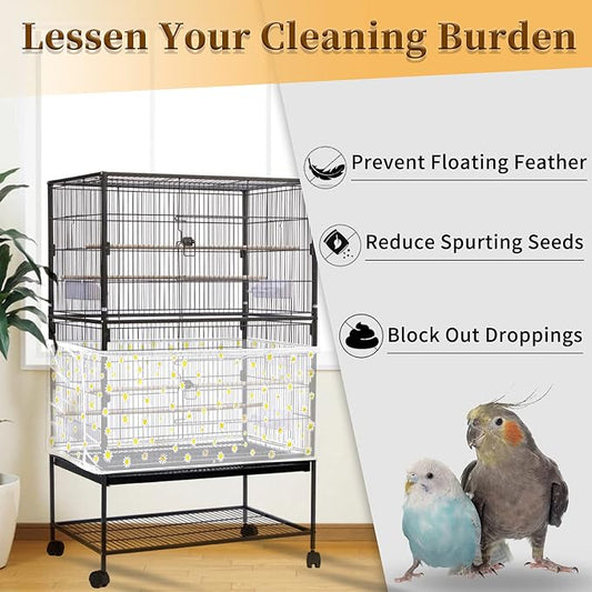 Daoeny Large Bird Cage Cover, Bird Cage Seed Catcher, Adjustable Soft Nylon - Image 2