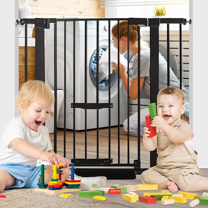 37 Inch Tall Baby Gate with Small Cat Door, Adjustable 29.5" and -40.55" - Image 6