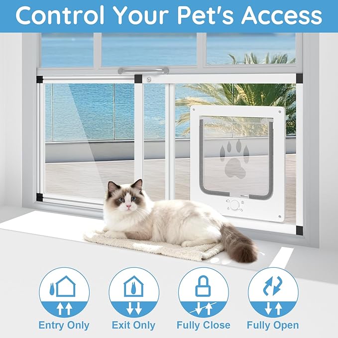 Sliding Cat Door for Window, Fits 32"-37" Width Window, 2-Min Install | - Image 2