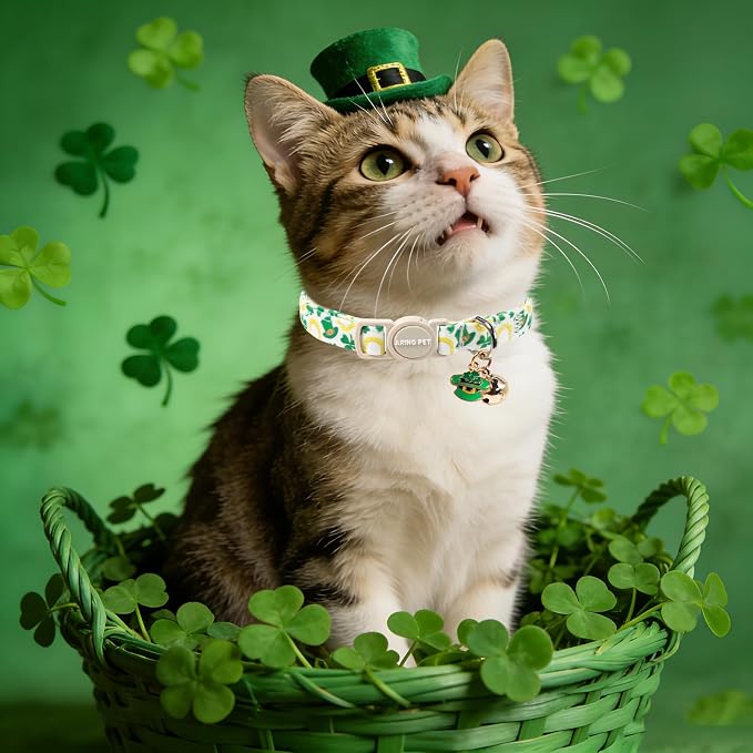 ARING PET 2 Pack St Patrick's Day Cat Collar, Breakaway Kitten Small Cute Green - Image 4