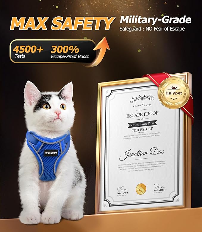 Halypet Cat Harness and Leash Set Escape Proof Adjustable Cat Leash Comfortable - Image 2