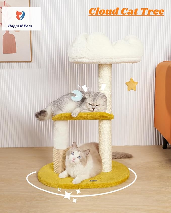 Happi N Pets Cloud Cat Tree, 31.5in Multi-Level Indoor Cat Tower - Image 2