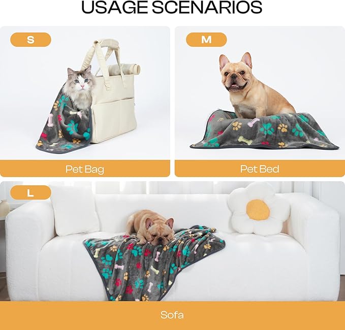 Luciphia 1 Pack 3 Blankets Fluffy Premium Fleece Pet Blanket Flannel Paw - Image 2