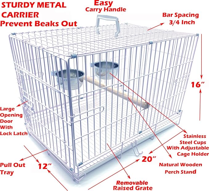Collapsable Bird, Rabbit and Cat Carrier Travel Vet Carrier Cage - Image 2