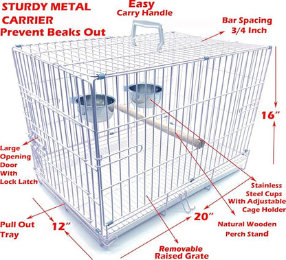 Collapsable Bird, Rabbit and Cat Carrier Travel Vet Carrier Cage - Image 2