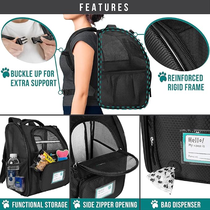 PetAmi Dog Cat Backpack Carrier, Expandable Pet Carrier Backpack - Image 6