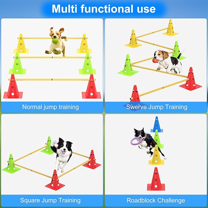 Dog Agility Training Hurdle Cone Set, Adjustable Dog Agility Equipment Obstacle - Image 2