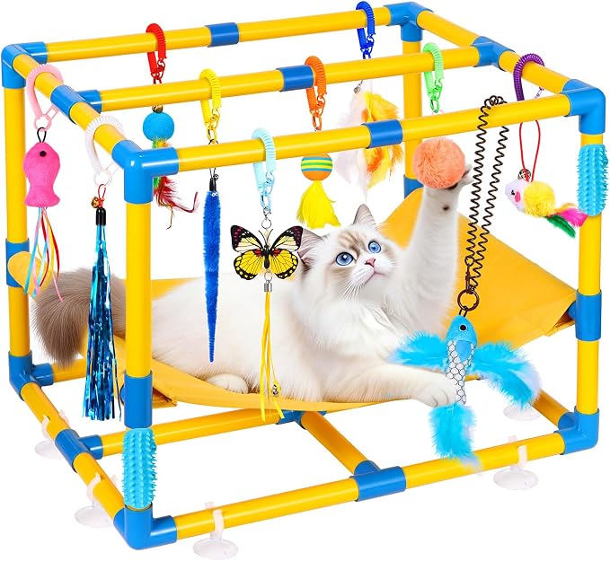Cat Jungle Gym With Hanging Interactive Toys, Hammock Cat Activity Center - Image 2