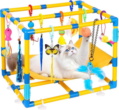 Cat Jungle Gym With Hanging Interactive Toys, Hammock Cat Activity Center - Image 2