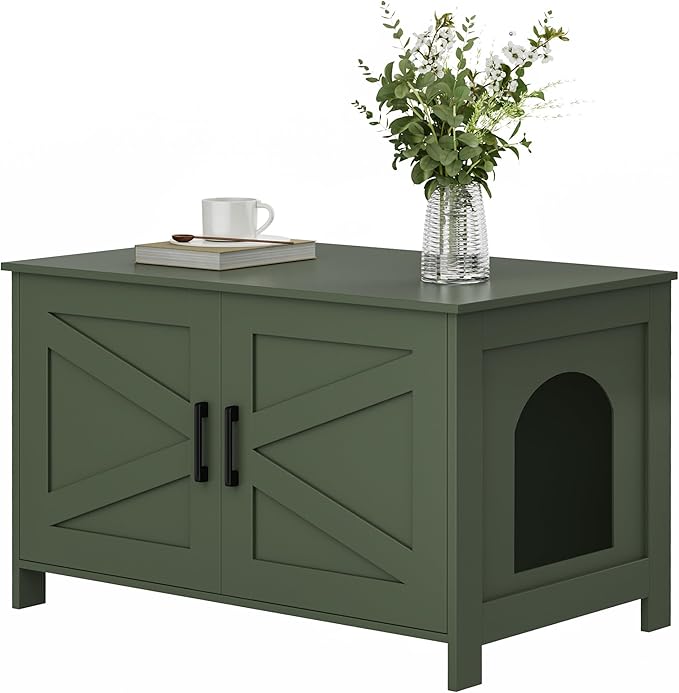 Homhedy Cat Litter Box Enclosure, Litter Box Furniture Hidden by Homhedy