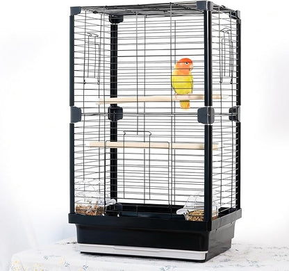 25 inch Bird Cage, Portable Travel Parrot Cage, Double-Layer Parakeet Cage by JOUSONTY