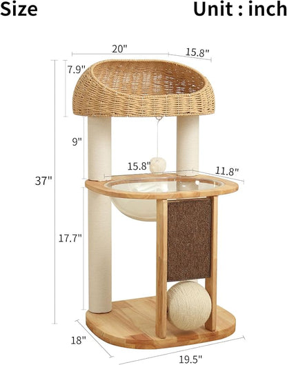 Wood Cat Tree for Large Cats, Modern Cat Tree Tower - Image 10