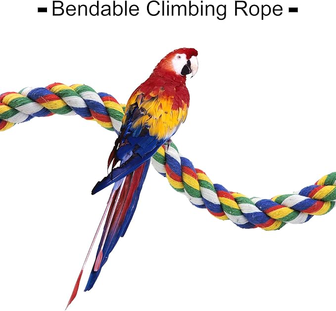 WishLotus Bird Perches, Parrot Colorful Climbing Rope Swing Toys Parrot Stand - Image 7