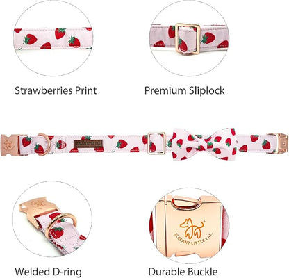 Elegant little tail Dog Collar, Strawberries Print Pet Collar Summer Dog Collar - Image 2