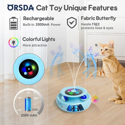 ORSDA Cat Toy, 3-in-1 Automatic Interactive Electronic Moving Ambush Feather - Image 3