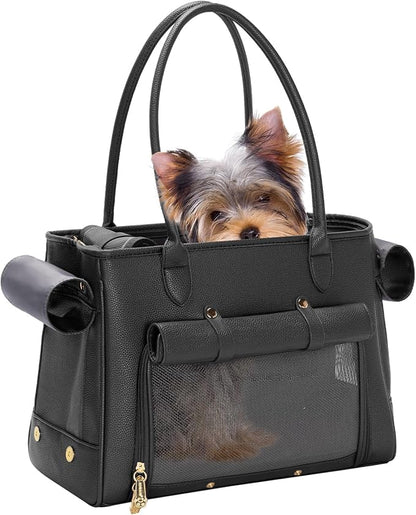 Fashion Pet Carrier Purse for Small Cat and Dog, Luxury Pu Soft-Sided Tote Bag by Minsong