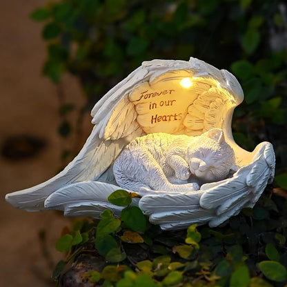 Pet Cat Solar Garden Memorial Statue – Outdoor Resin Angel Kitty by ZhiYo-GD