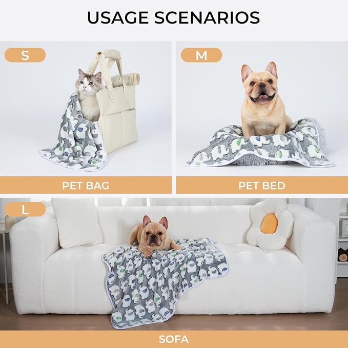 1 Pack 3 Blankets Super Soft Fluffy Premium Cute Elephant Pattern Pet Blanket - Image 2