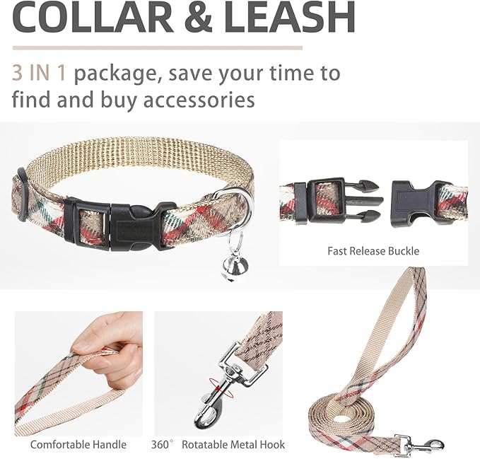 PUPTECK Adjustable Dog Harness Collar and Leash Set Step in No Pull Pet Harness - Image 4