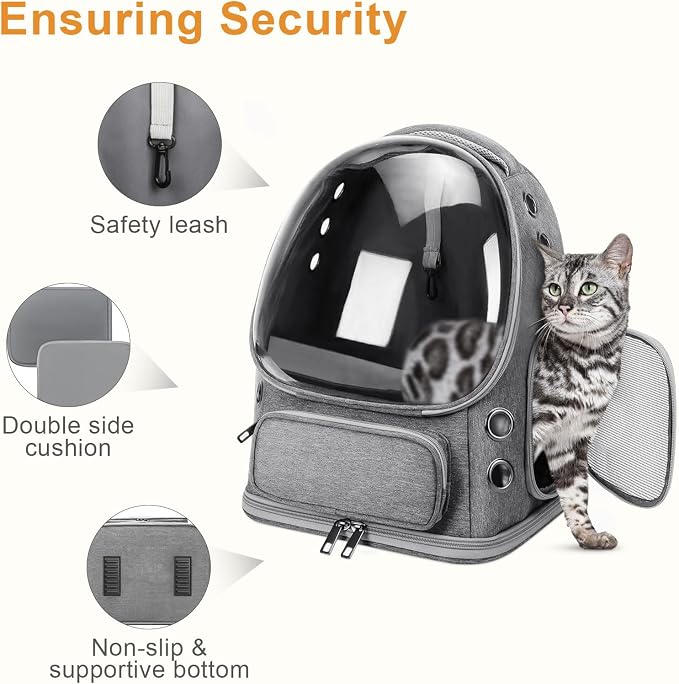 Cat Backpack Carrier, Breathable Cat Bubble Backpack Large Space Cat Carrier - Image 6