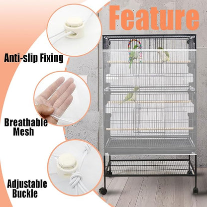 Bird Cage Seed Catcher, Large Birdcage Net Cover, Bird Cage Accessories - Image 4