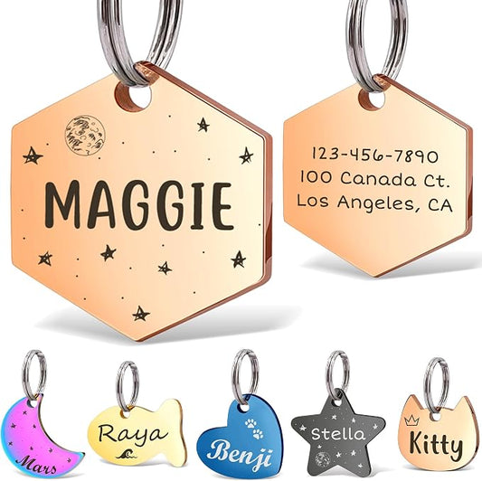 Anavia Small Size Dog Cat ID Tags, Small/XS Personalized Color Plated Stainless by Anavia