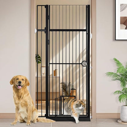 71" Extra Tall Pet Gate with Cat Door, No Drill Pressure Mounted Auto-Close by Unknown