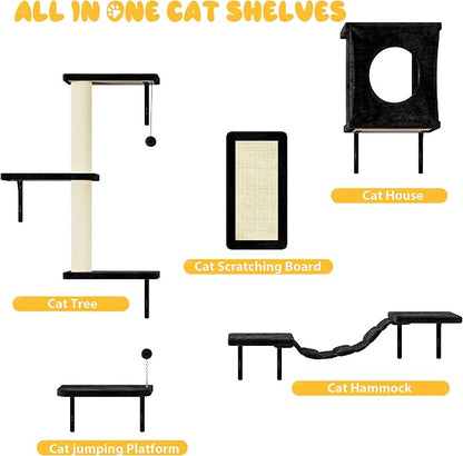 NUNU LAB Cat Wall Shelves, 10-in-1 Wall-Mounted Cat Furniture Set, Large Cat - Image 4
