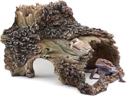 Tree Trunk Cave Aquarium Decoration Reptile Cave Climb Hideout Hideaway - Image 7