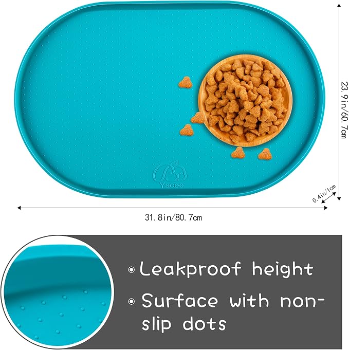 100% Waterproof 1.0" Raised Edge BPA Free Silicone Dog Food Mat, Pet Cat - Image 2