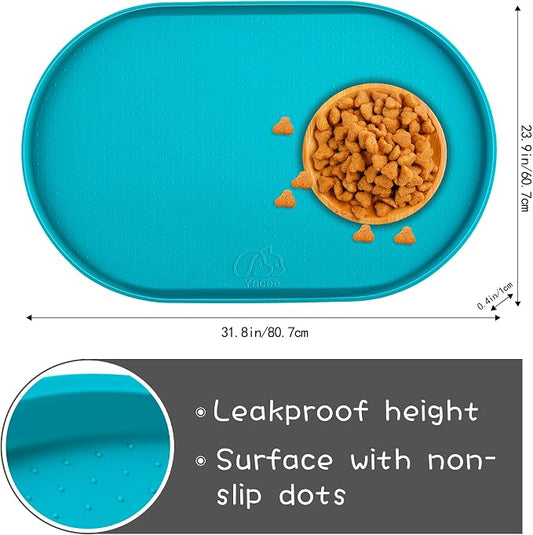100% Waterproof 1.0" Raised Edge BPA Free Silicone Dog Food Mat, Pet Cat - Image 2