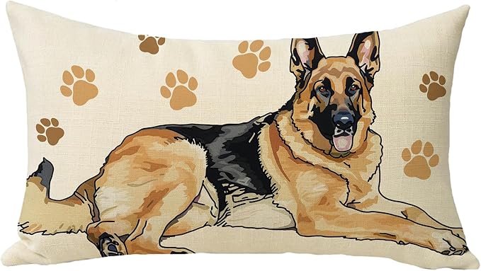 German Shepherd Dog Lumbar Decorative Throw Pillow Cover 12 x 20, Rectangular by Fjfz