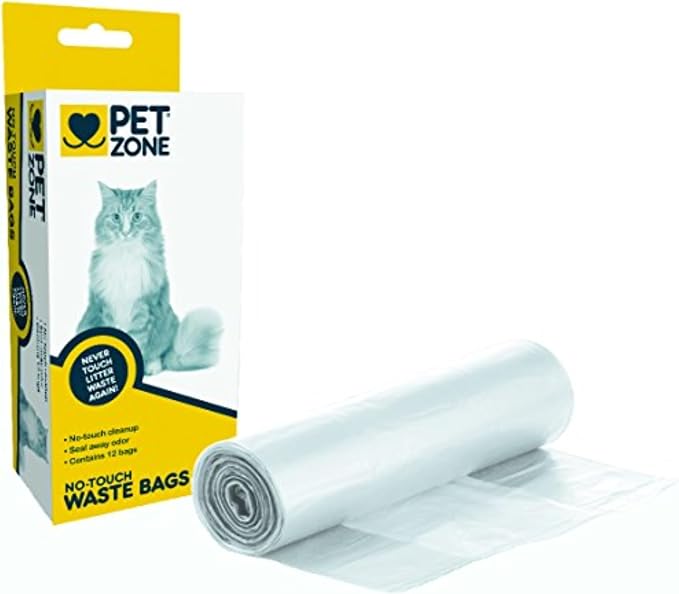 Pet Zone Universal No-Touch Cat Litter Bags & Waste Bag 12 Pack by Pet+Zone