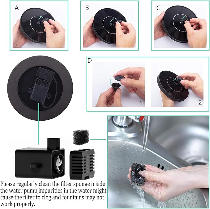 Solar Fountain for Bird Bath, Solar Powered Fountain Pump 1.5W Solar Water - Image 6
