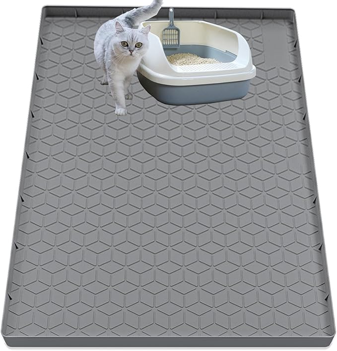 Cat Litter Mat for Litter Box, Silicone Large Cat Litter Trapping Mat by Jacooxi