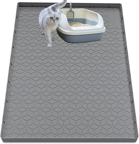 Cat Litter Mat for Litter Box, Silicone Large Cat Litter Trapping Mat by Jacooxi