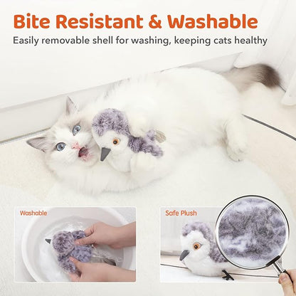 Potaroma Cat Toys Flapping Bird, Lifelike Sandpiper Chirp Tweet, Rechargeable - Image 4